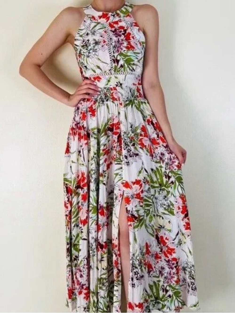 Anthropologie Abel The Label "Vienna" Floral Open Back Maxi Dress, Size S, EUC
